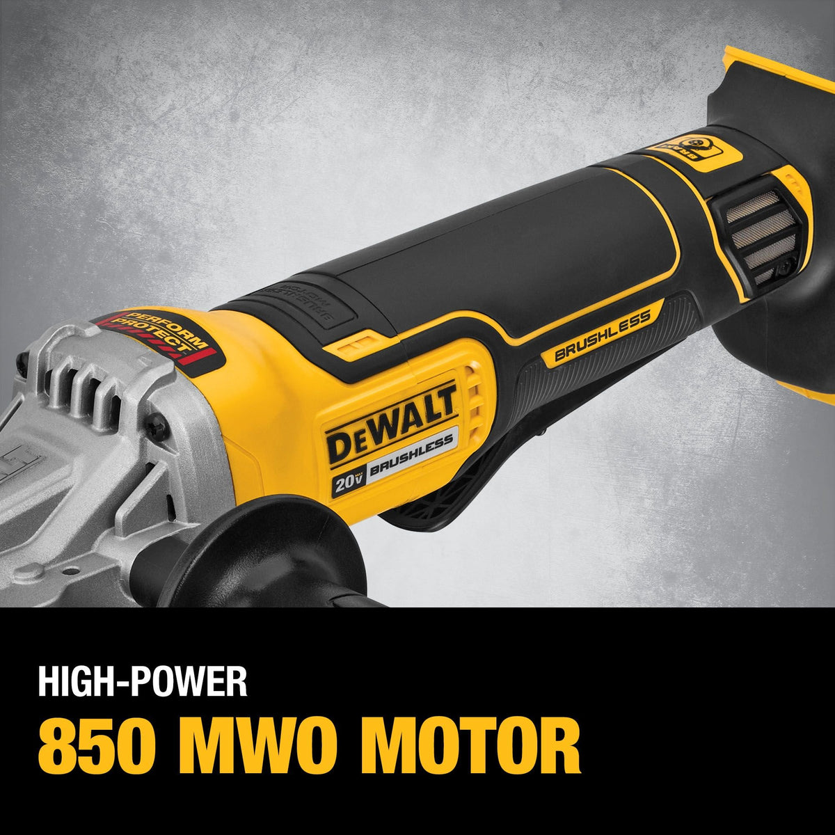 DEWALT DCG413FB 20V Max* Xr Angle Grinder With Brake, 5-Inch, Flathead Paddle Switch, Tool Only - feature callout