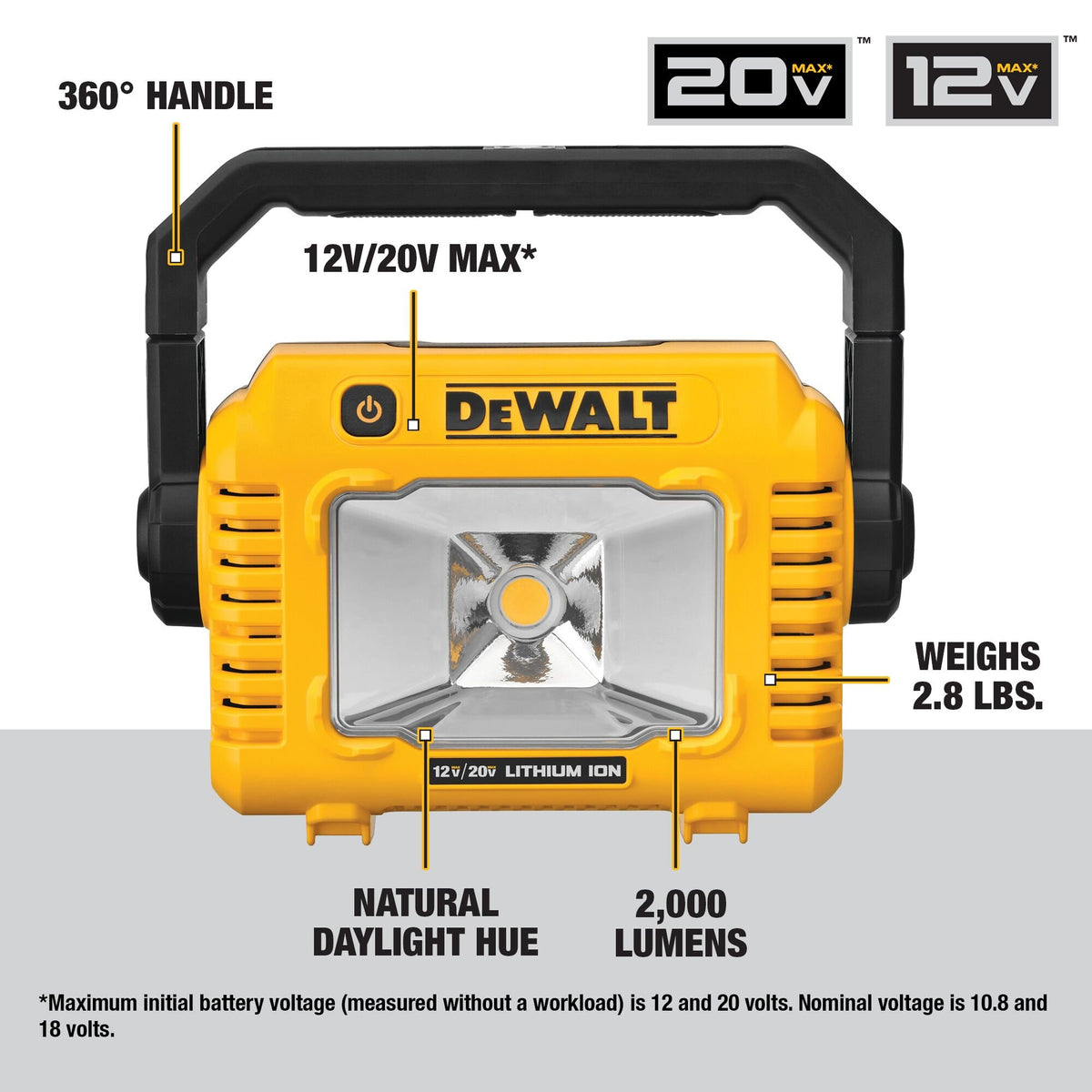 DEWALT DCL077B 12V/20V MAX* COMPACT TASK LIGHT - feature callout