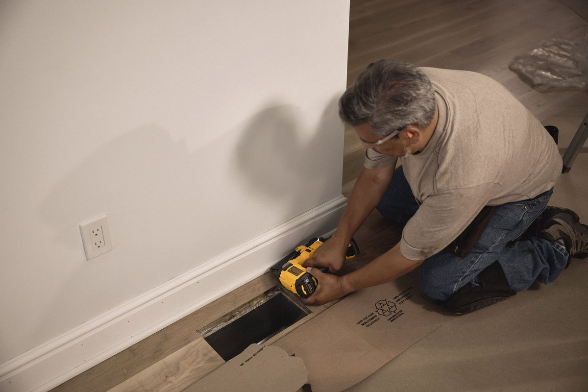 DEWALT DCN623B 20V MAX* XR® 23 Gauge Pin Nailer (Tool Only) - in use