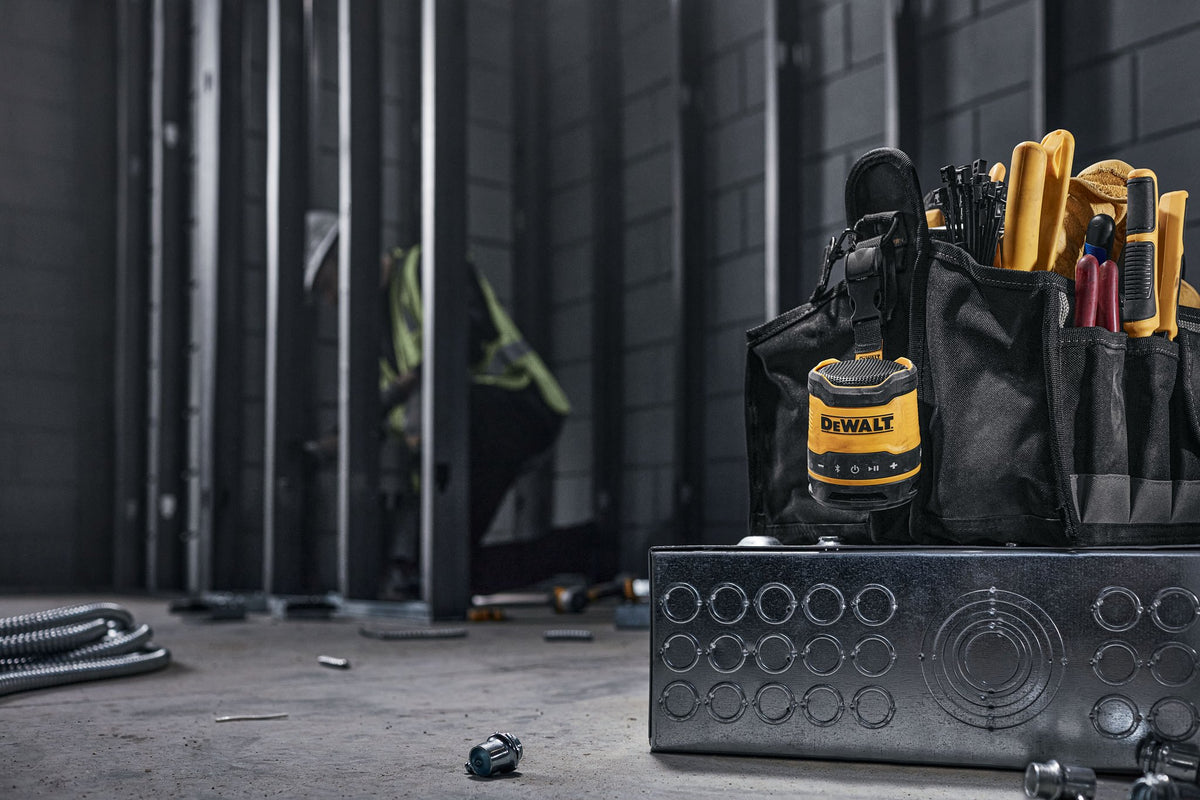 DEWALT DCR008 USB-C Rechargeable Bluetooth Speaker - in use