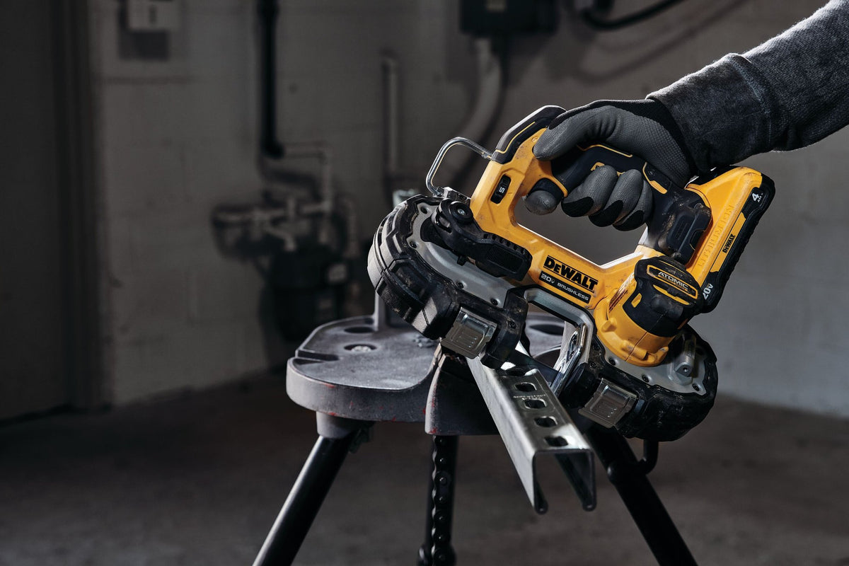 DEWALT DCS377B ATOMIC 20V MAX* Brushless Cordless 1-3/4 in. Compact Bandsaw (Tool Only) - in use