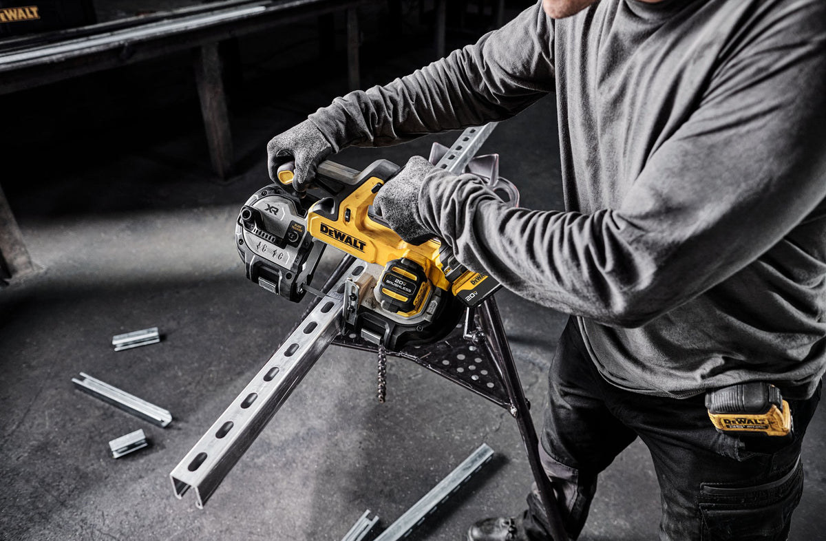 DEWALT DCS378P1 20V 3-1/4In. Band Saw Kit - in use