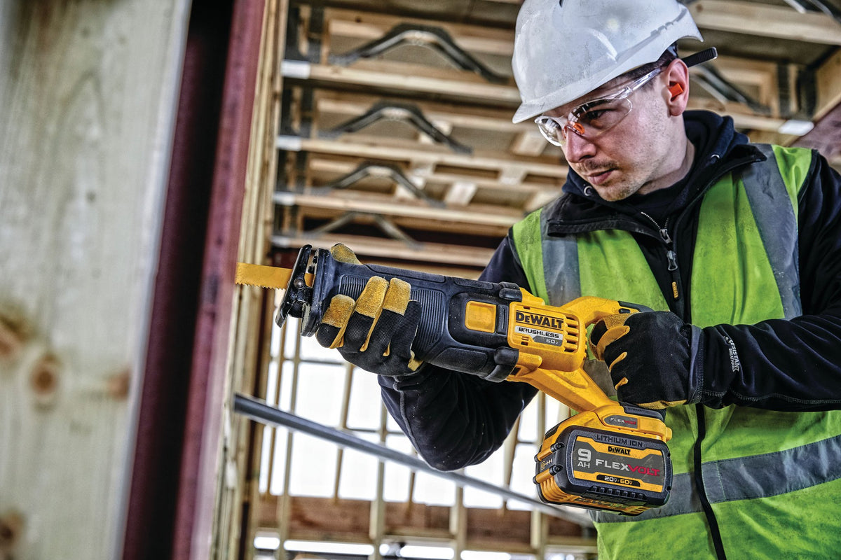 DEWALT DCS389X1 Gen 2 - 60V BRUSHLESS RECIPROCATING SAW KIT (1 DCB609) - in use