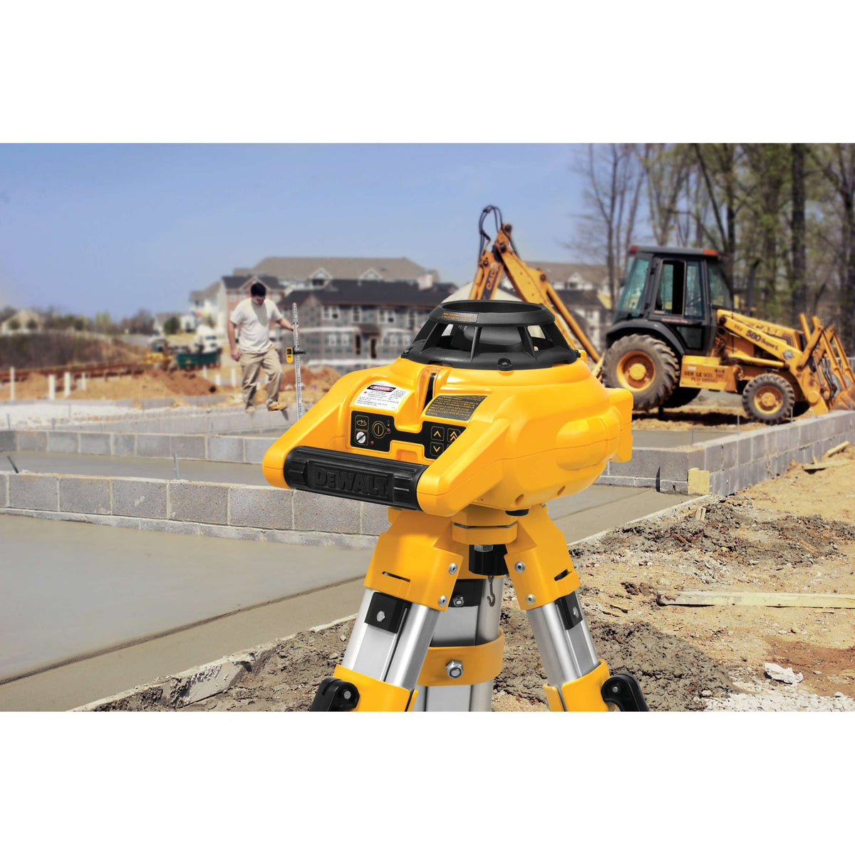 DEWALT DW074KD Rotary Laser Kit with Laser Detector - in use