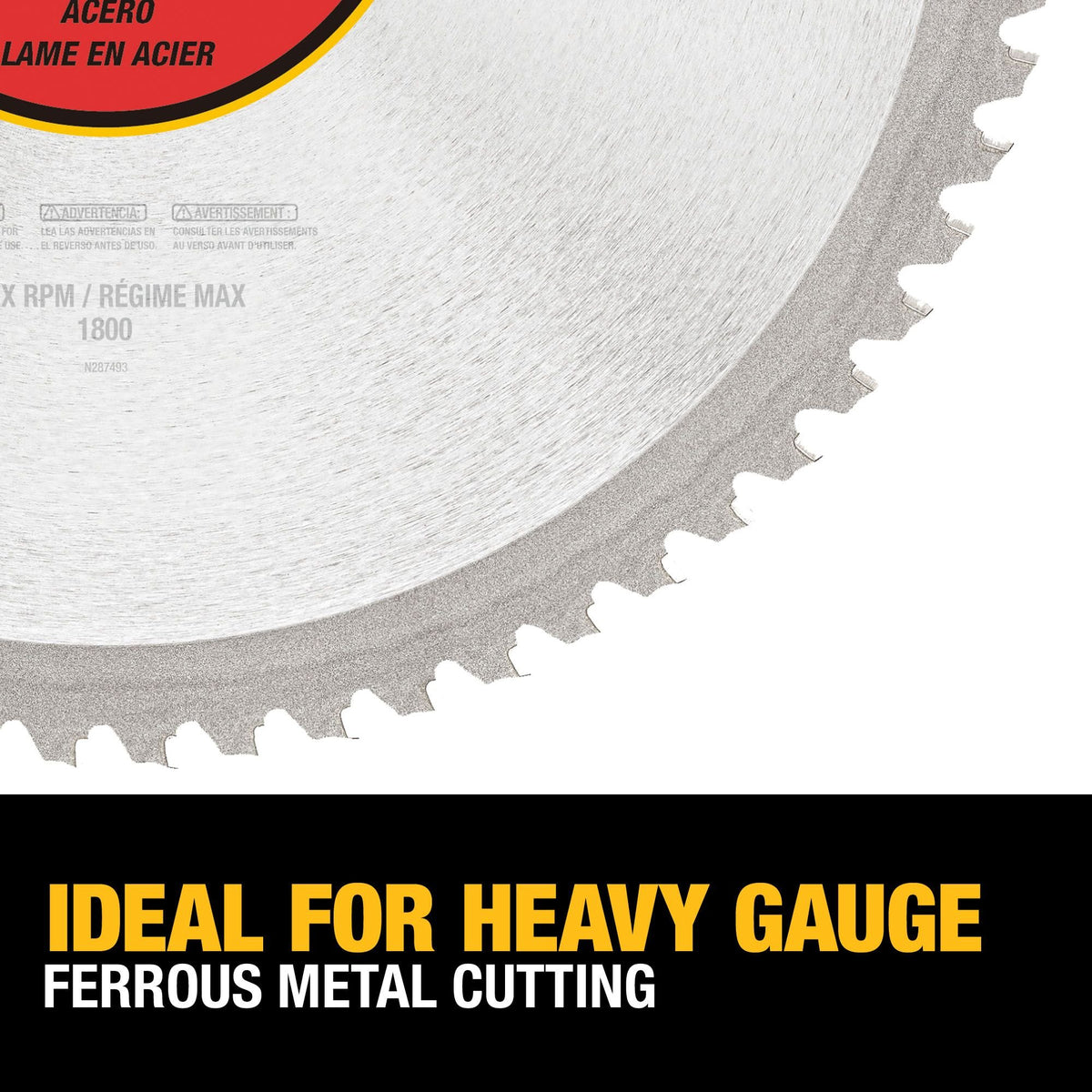 DEWALT DWA7747 14-Inch Metal Cutting Blade, Ferrous Metal Cutting, 66-Tooth - feature callout