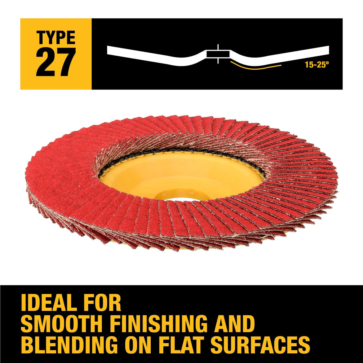 DEWALT DWA8285CTR 5IN X 7/8IN SR80 T27 TRIM FLAP DISC - feature callout