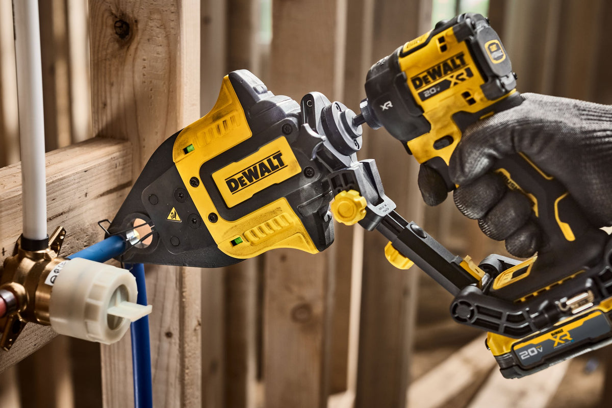 DEWALT DWAPXCIR Impact Connect Pex Crimper - in use