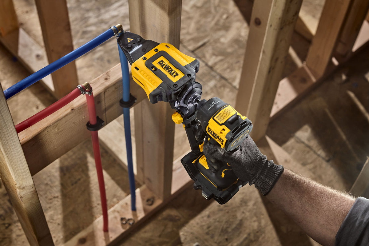 DEWALT DWAPXPIR Impact Connect Pex Pinch Tool - in use