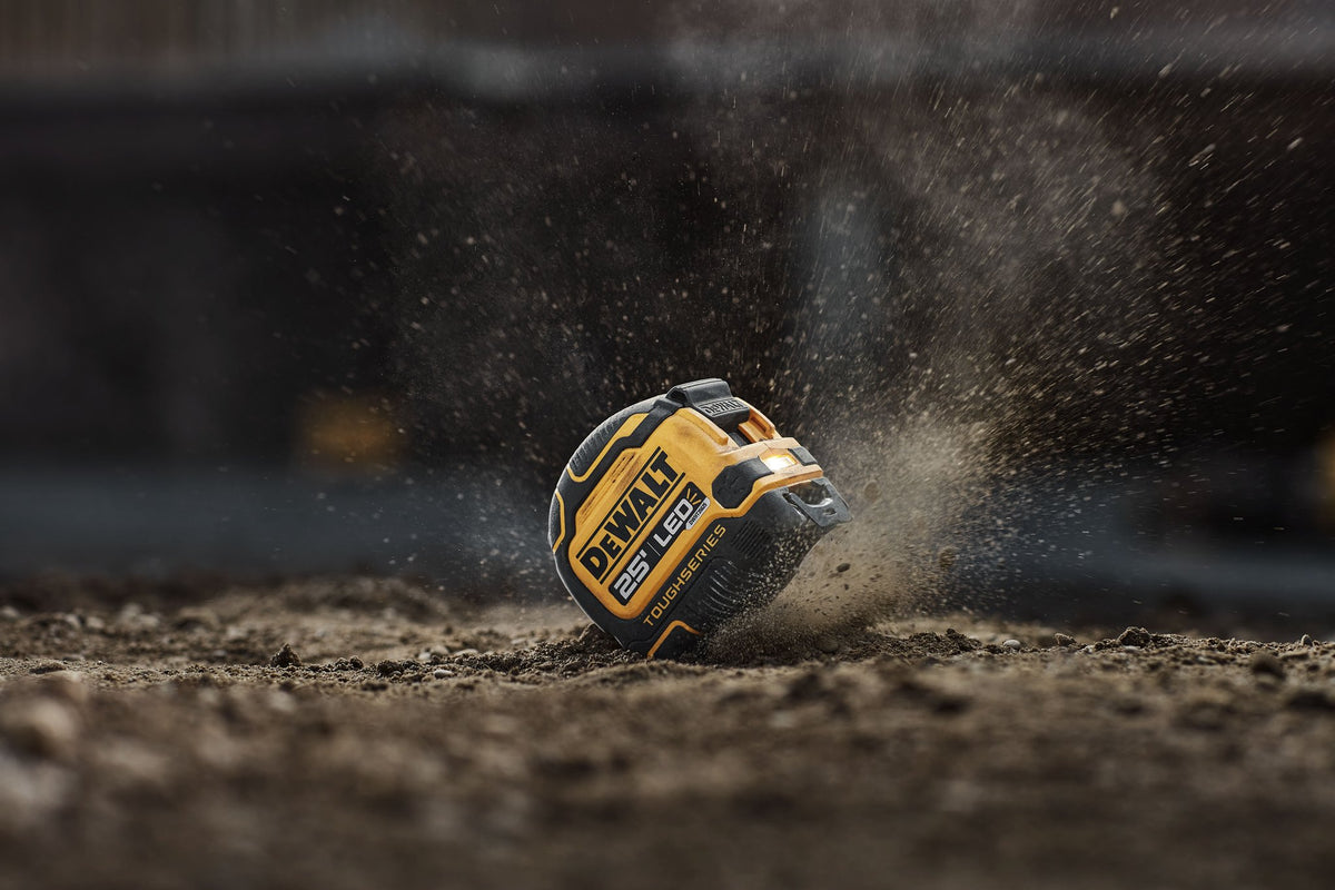 DEWALT DWHT35625S TOUGHSERIES 25 FT Lighted Tape Measure - in use