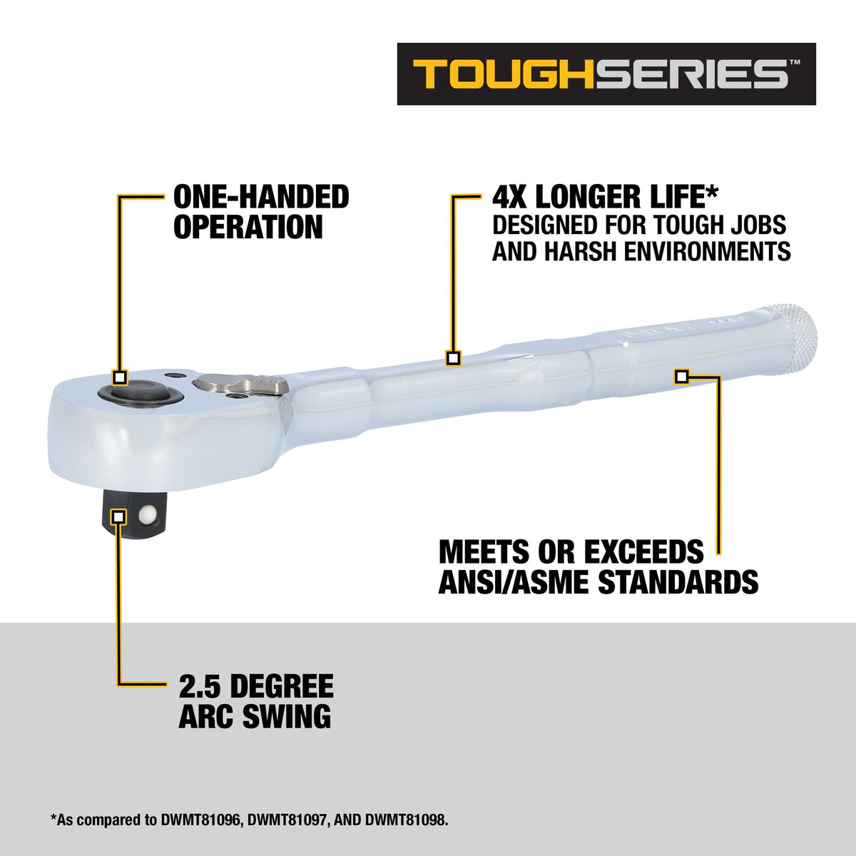 DEWALT DWMT45020 144T 3/8In Qr Ratchet - feature callout