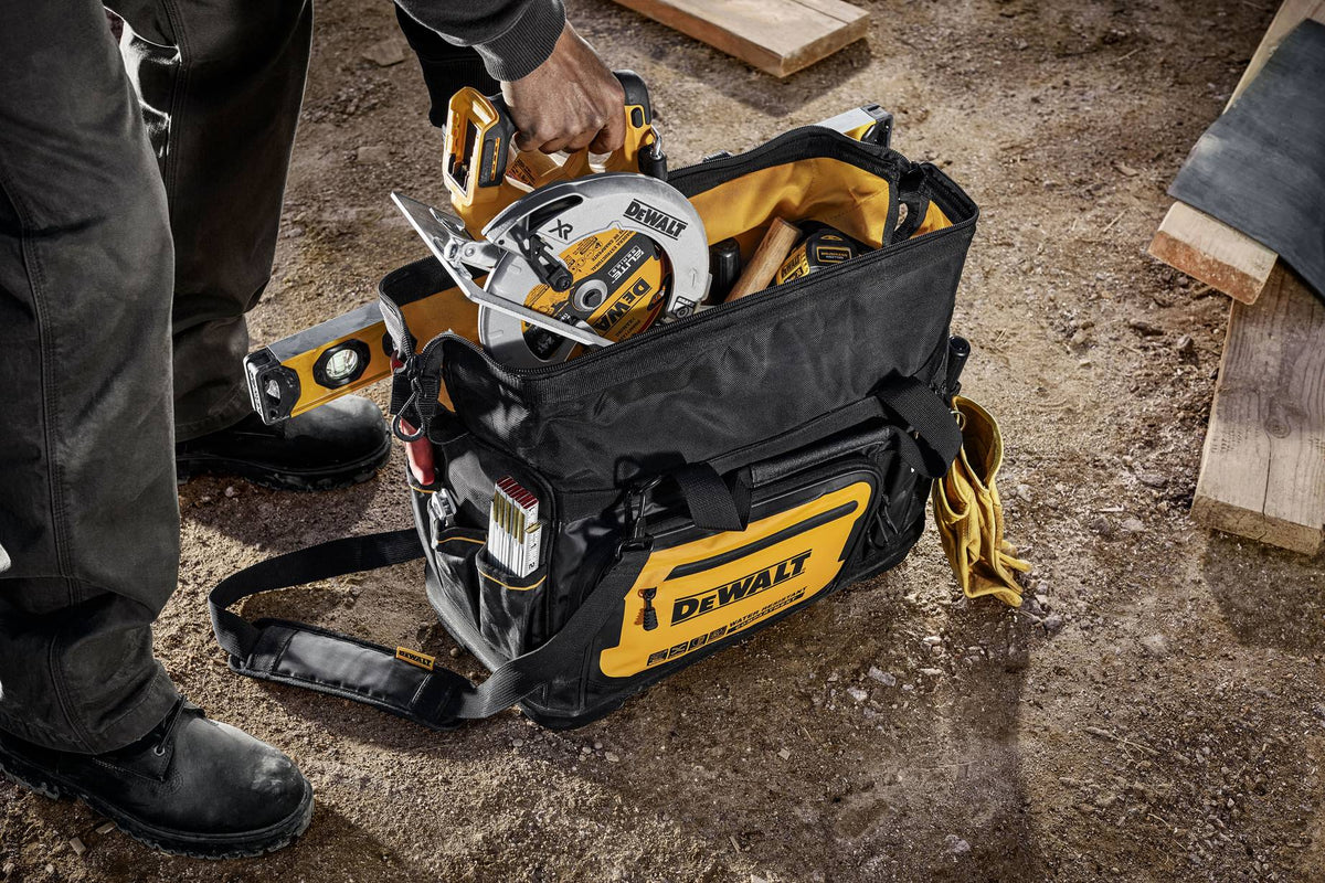 DEWALT DWST560104 20” PRO Open Mouth Tool Bag - in use