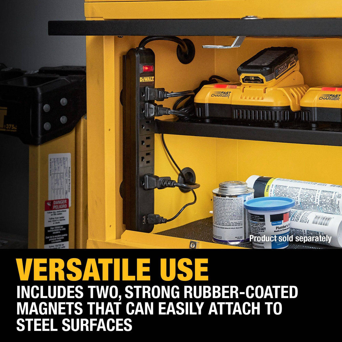 DEWALT DWST82693 Magnetic Power Strip - feature callout