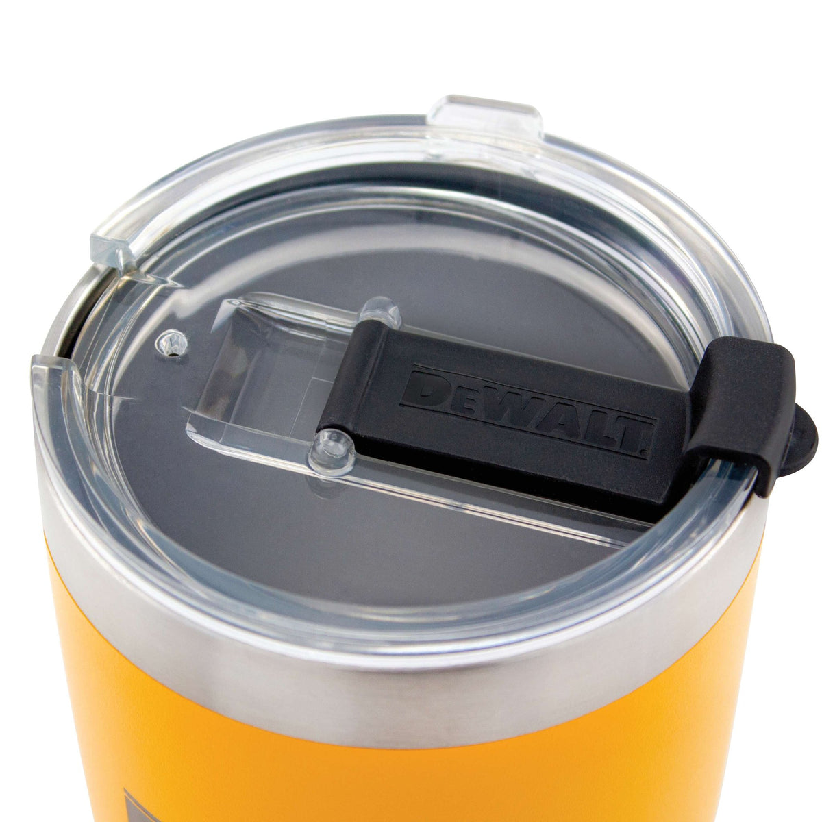 DEWALT DXC20OZTYS Stainless Steel Tumbler, Yellow, 20 oz. - detail close-up