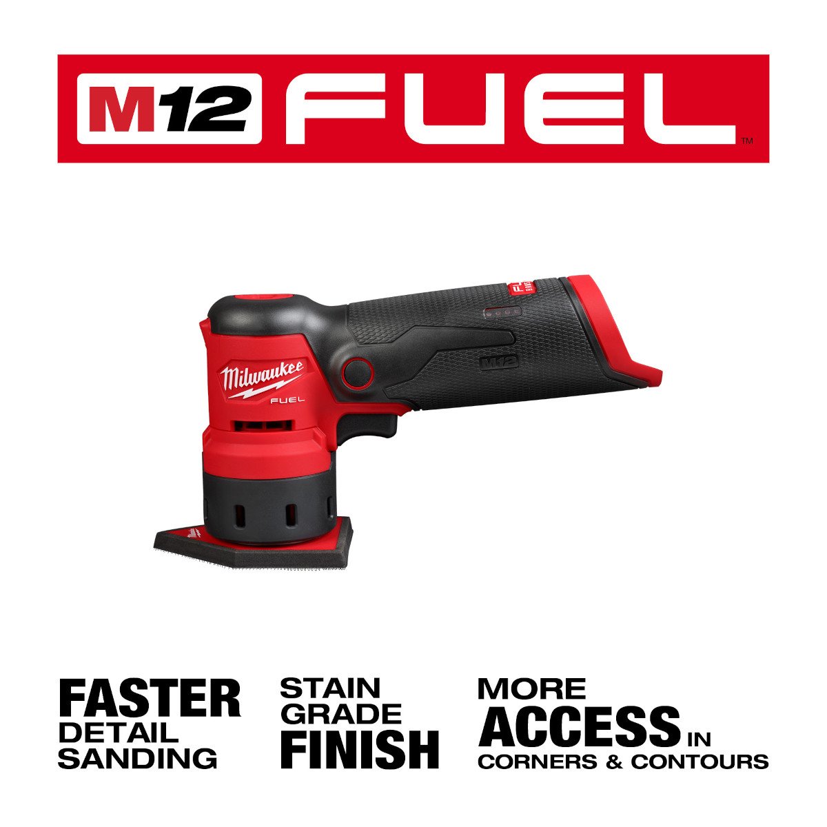 Milwaukee 2531-20 M12 FUEL™ Orbital Detail Sander - feature callout