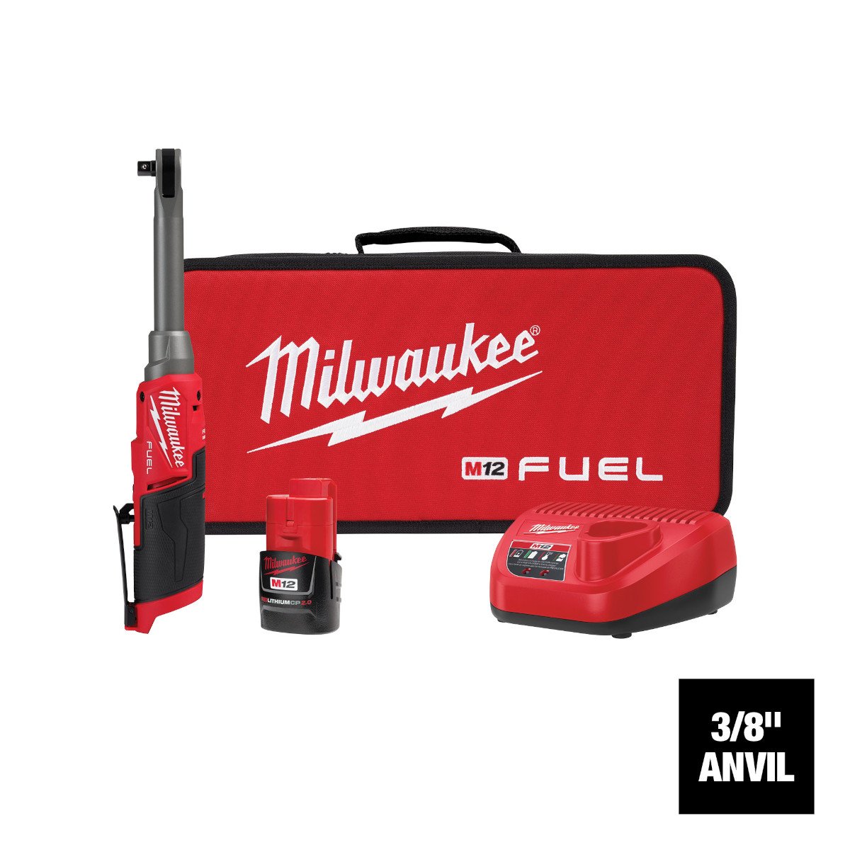 Milwaukee 2569-21 M12 FUEL™ 3/8" Extended Reach High Speed Ratchet Kit - feature callout