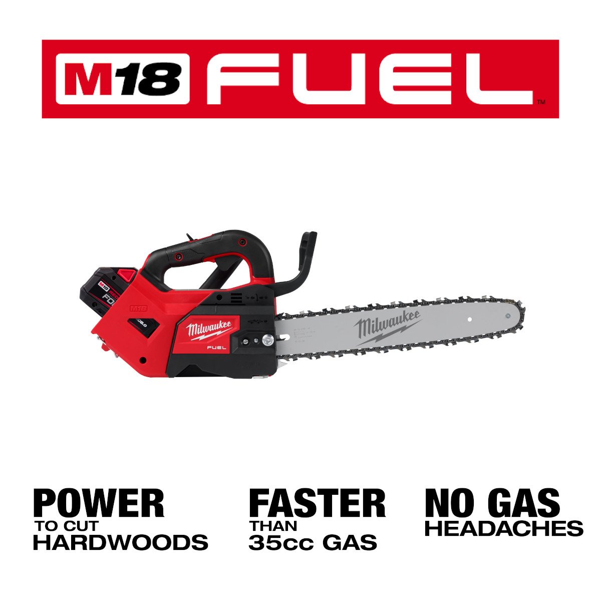 Milwaukee 2826-21T M18 FUEL™ 14" Top Handle Chainsaw Kit - feature callout