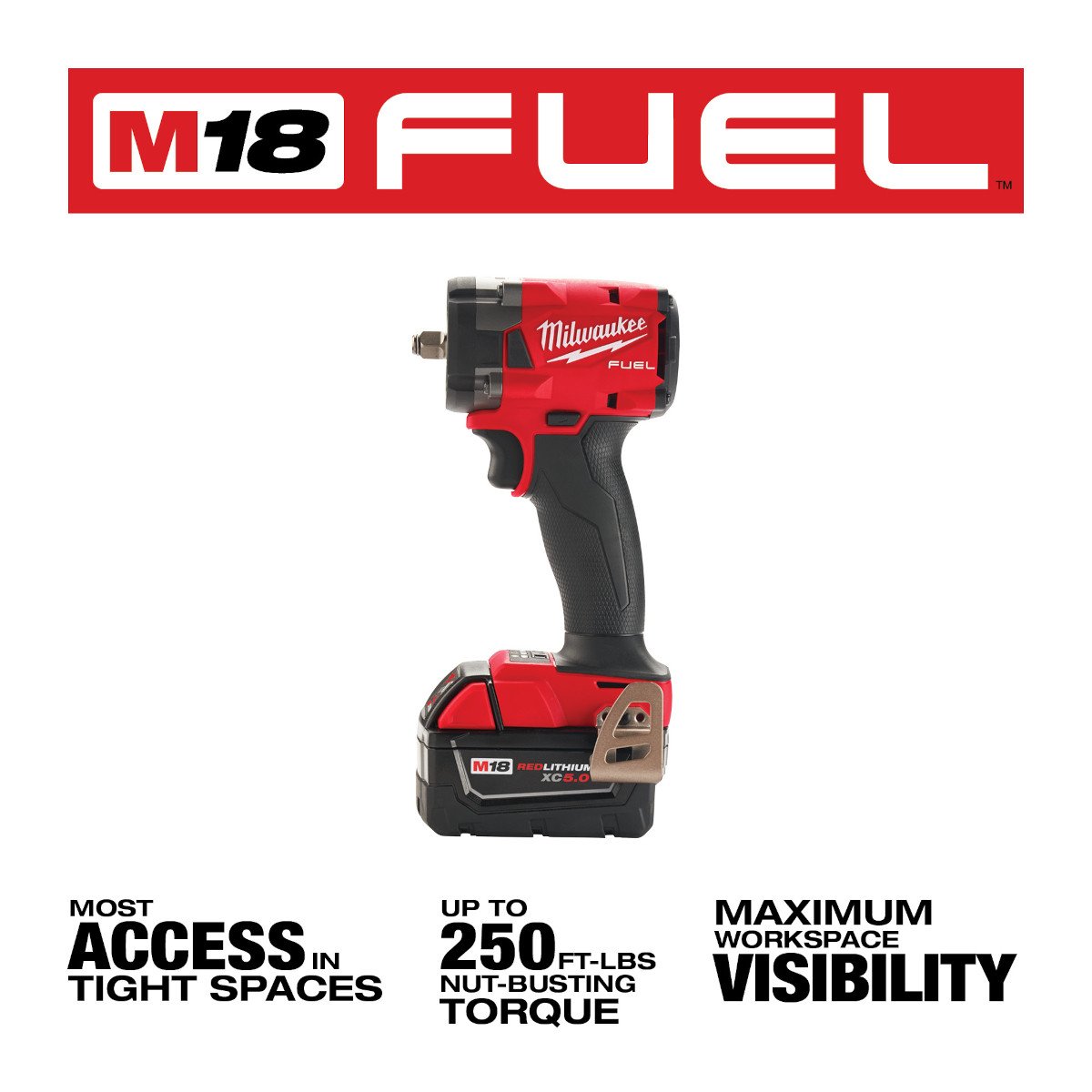 Milwaukee 2854-22R M18 FUEL™ 3/8" Compact Impact Wrench w/ Friction Ring Kit - feature callout