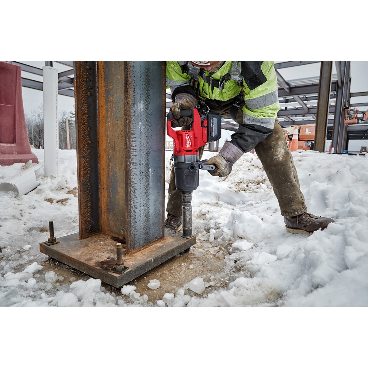 Milwaukee 2868-20 M18 FUEL™ 1 in. D-Handle High Torque Impact Wrench w/ ONE-KEY™ - in use