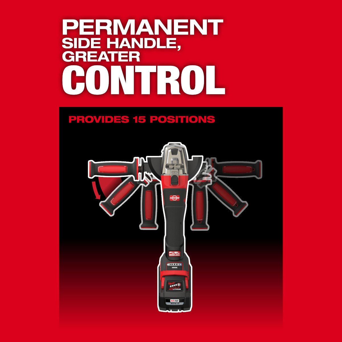 Milwaukee 2986-20 M18 FUEL™ 4-1/2" / 5" Dual-Trigger Braking Grinder - feature callout