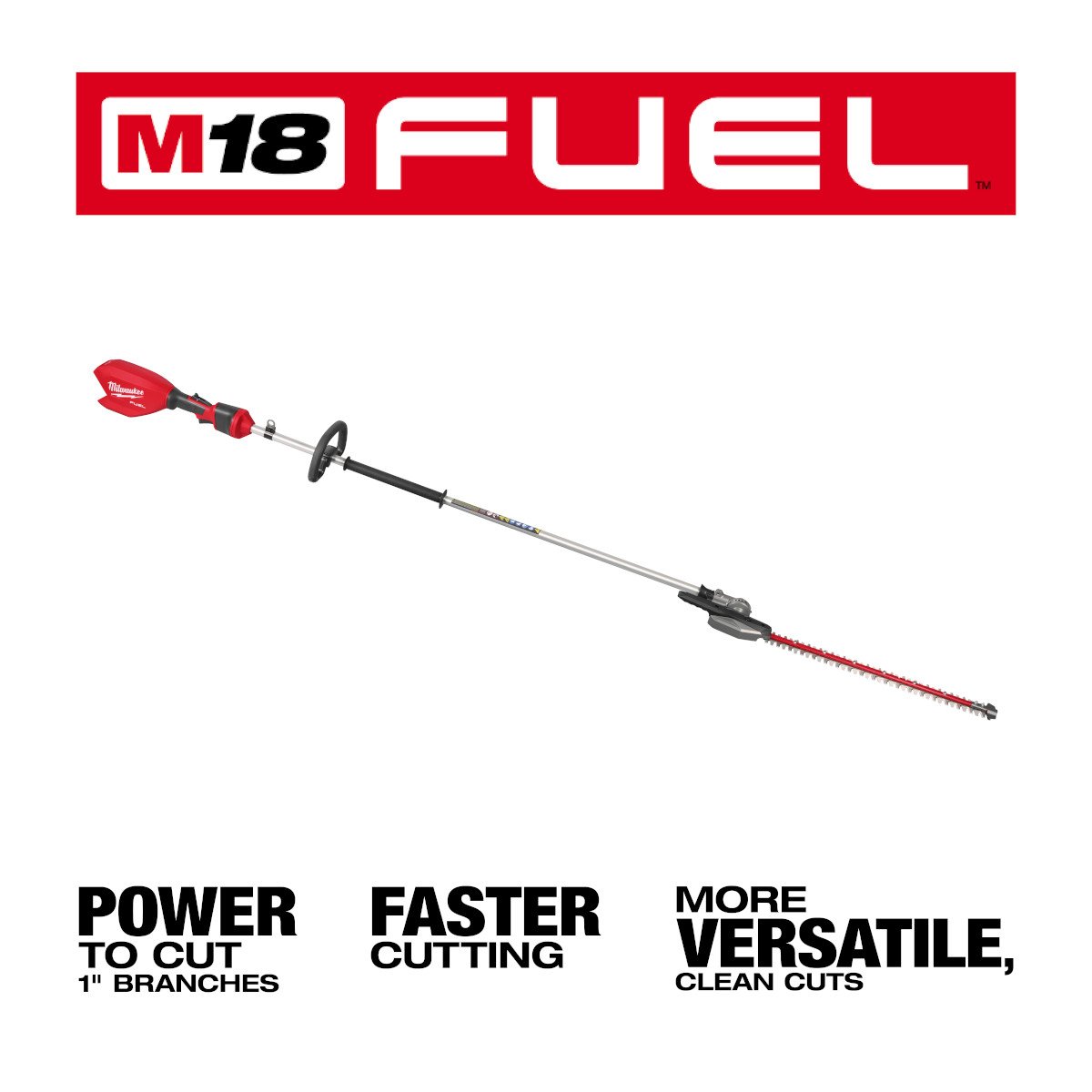 Milwaukee 3035-20 M18 FUEL™ Extended Pole Articulating Hedge Trimmer - feature callout