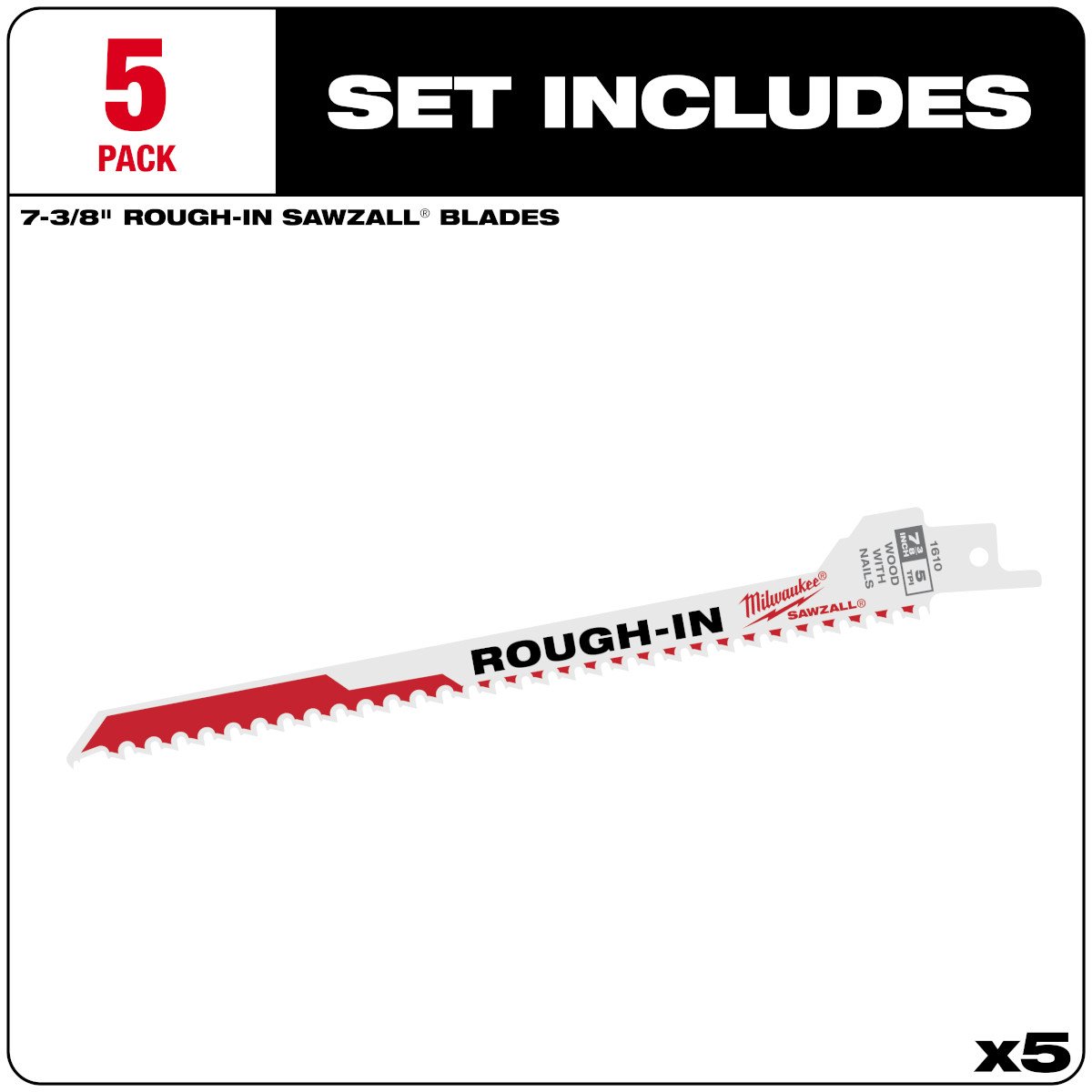 Milwaukee 48-00-1610 SAWZALL® Rough-In Blade - 5 PK - feature callout