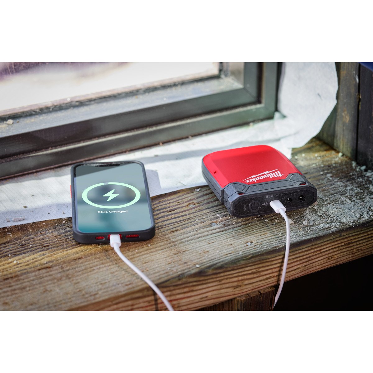 Milwaukee 48-11-2330 Heated Gear Power Source w/ App Control - in use