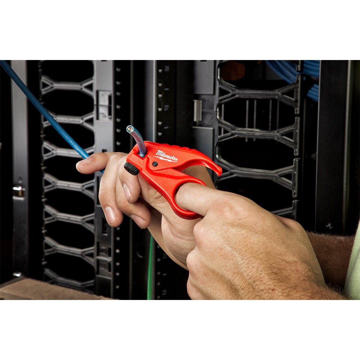 Milwaukee 48-22-3065 Universal Twisted Pair Stripper - in use