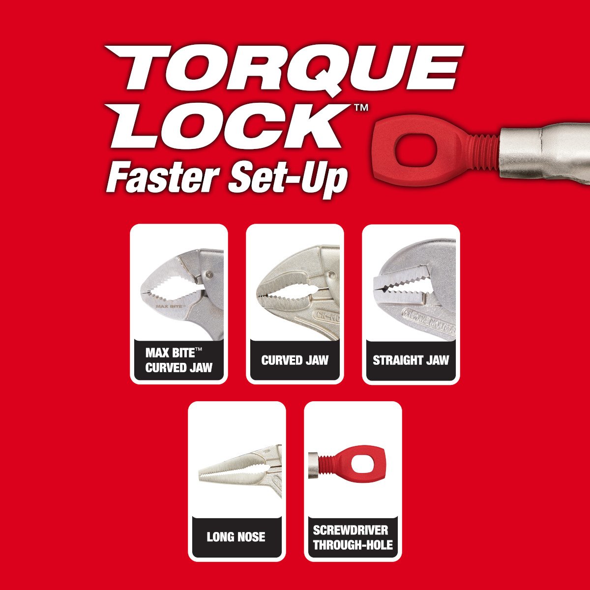 Milwaukee 48-22-3695 5Pc TORQUE LOCK™ Locking Pliers Kit - feature callout