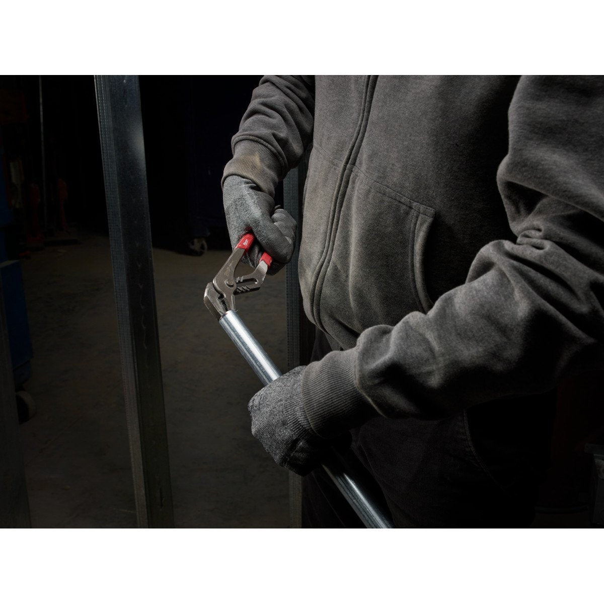 Milwaukee 48-22-6312 12 in. Straight-Jaw Pliers - in use
