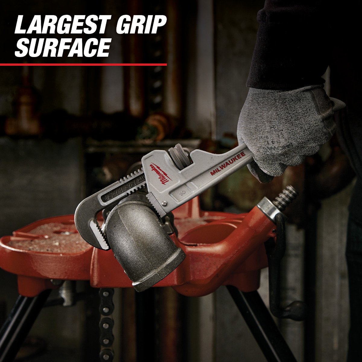 Milwaukee 48-22-7212 12” Aluminum Pipe Wrench - feature callout