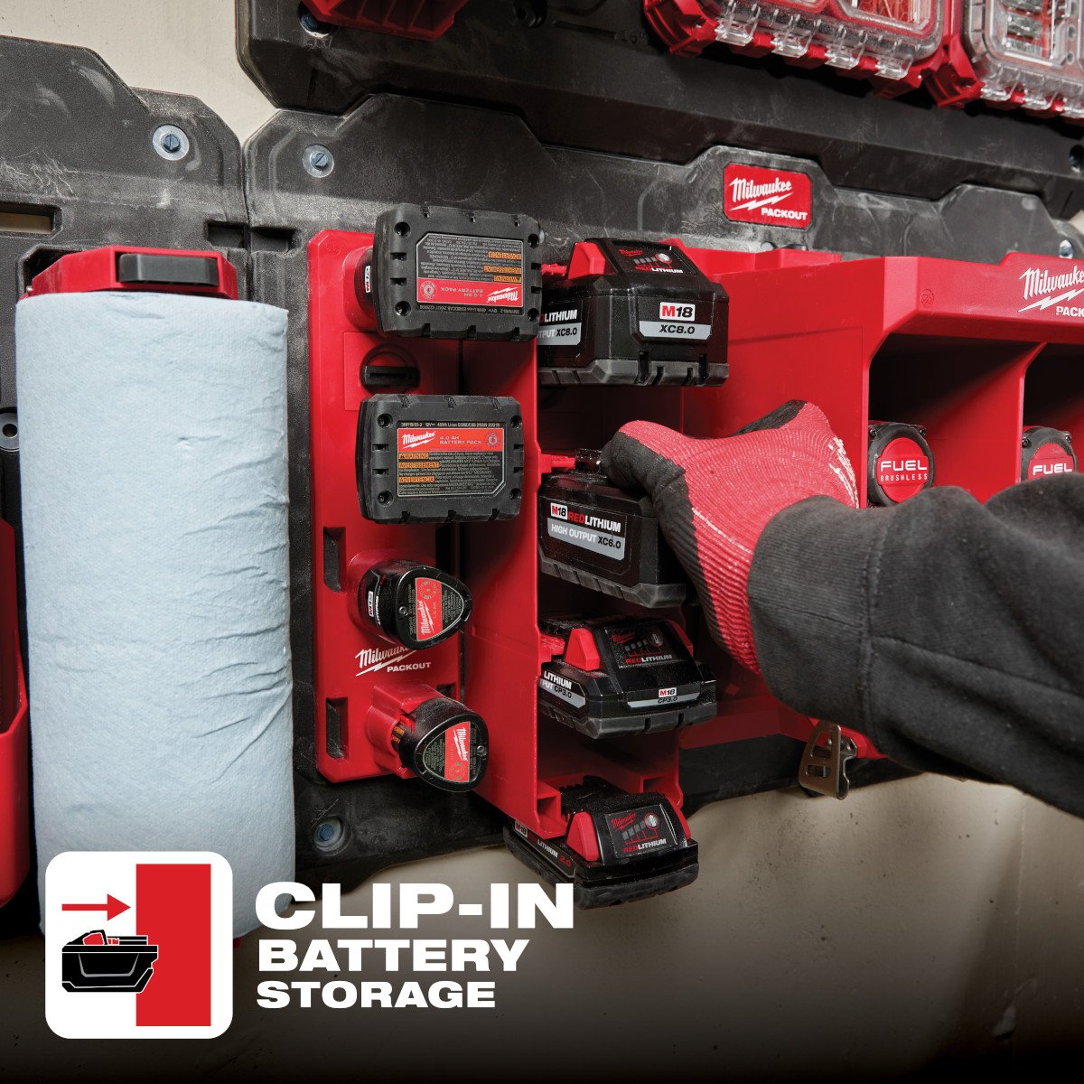 Milwaukee 48-22-8339 PACKOUT™ M18™ Battery Rack - feature callout