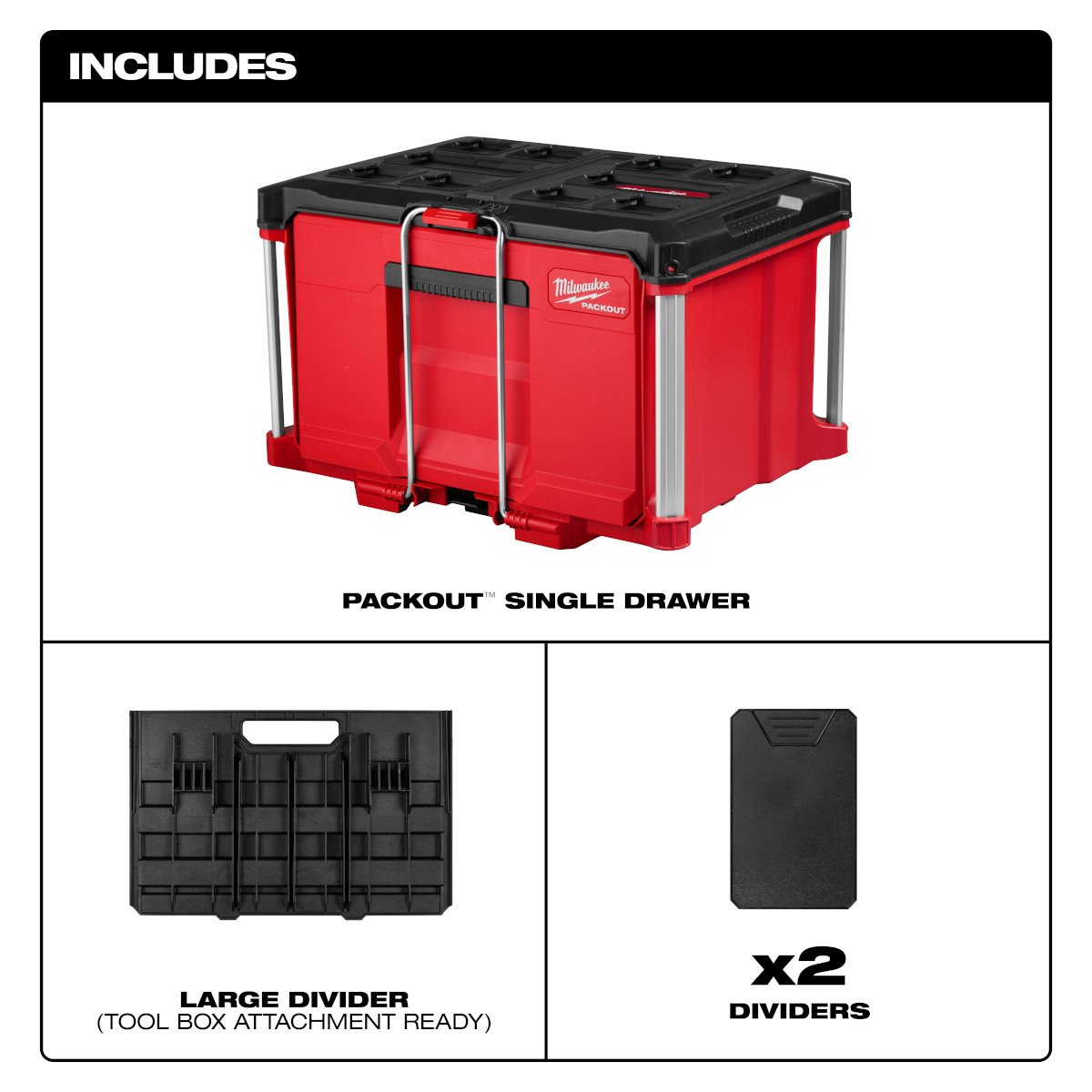 Milwaukee 48-22-8441 PACKOUT™ Single Drawer Tool Box - feature callout
