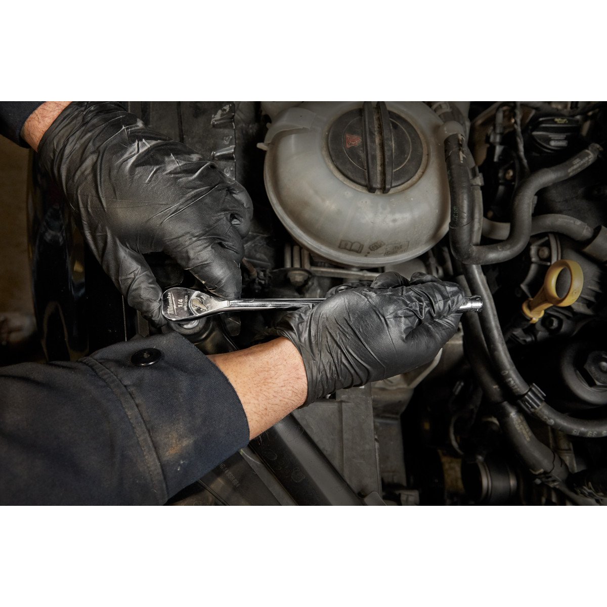 Milwaukee 48-22-9005 1/4" Drive 9" Ratchet - in use