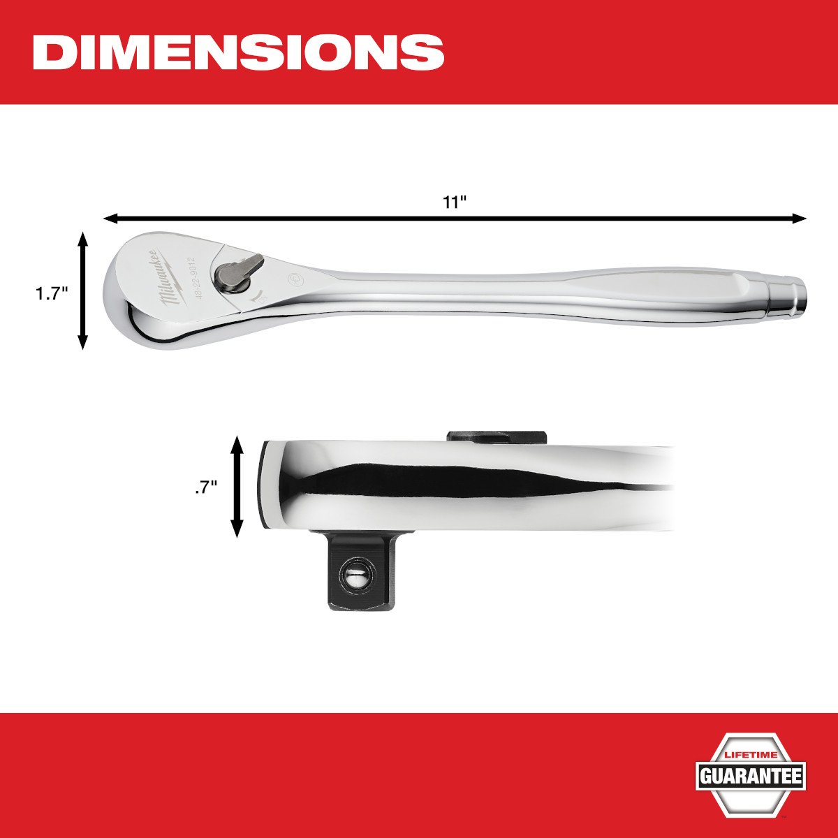 Milwaukee 48-22-9012 1/2 in. Drive Ratchet - feature callout