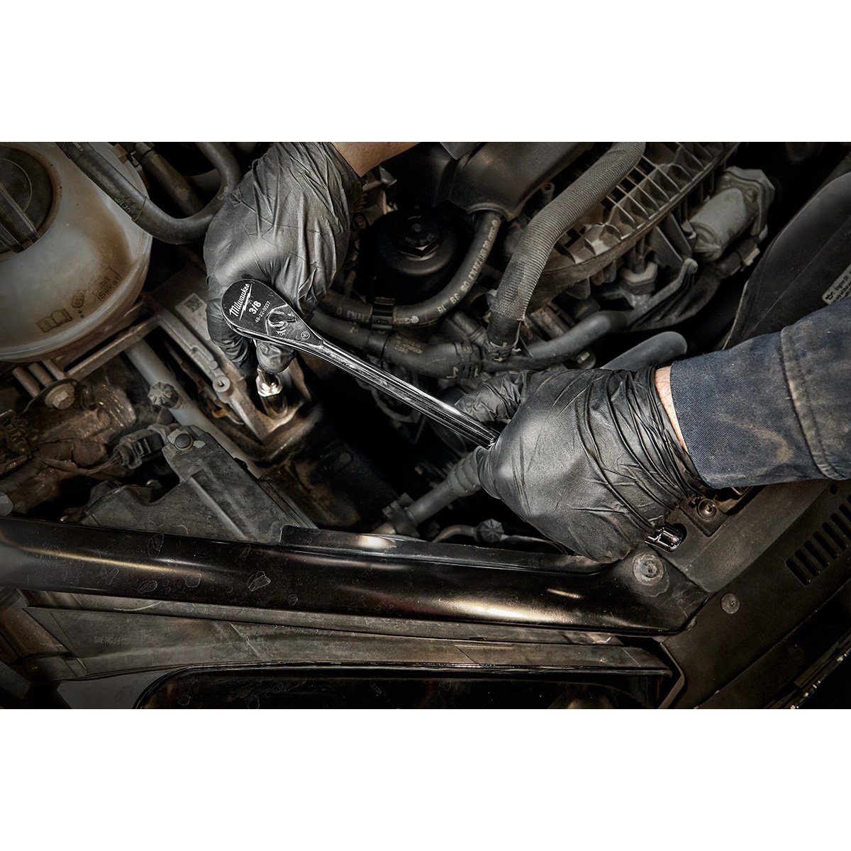 Milwaukee 48-22-9037 3/8" Drive 12" Ratchet - in use