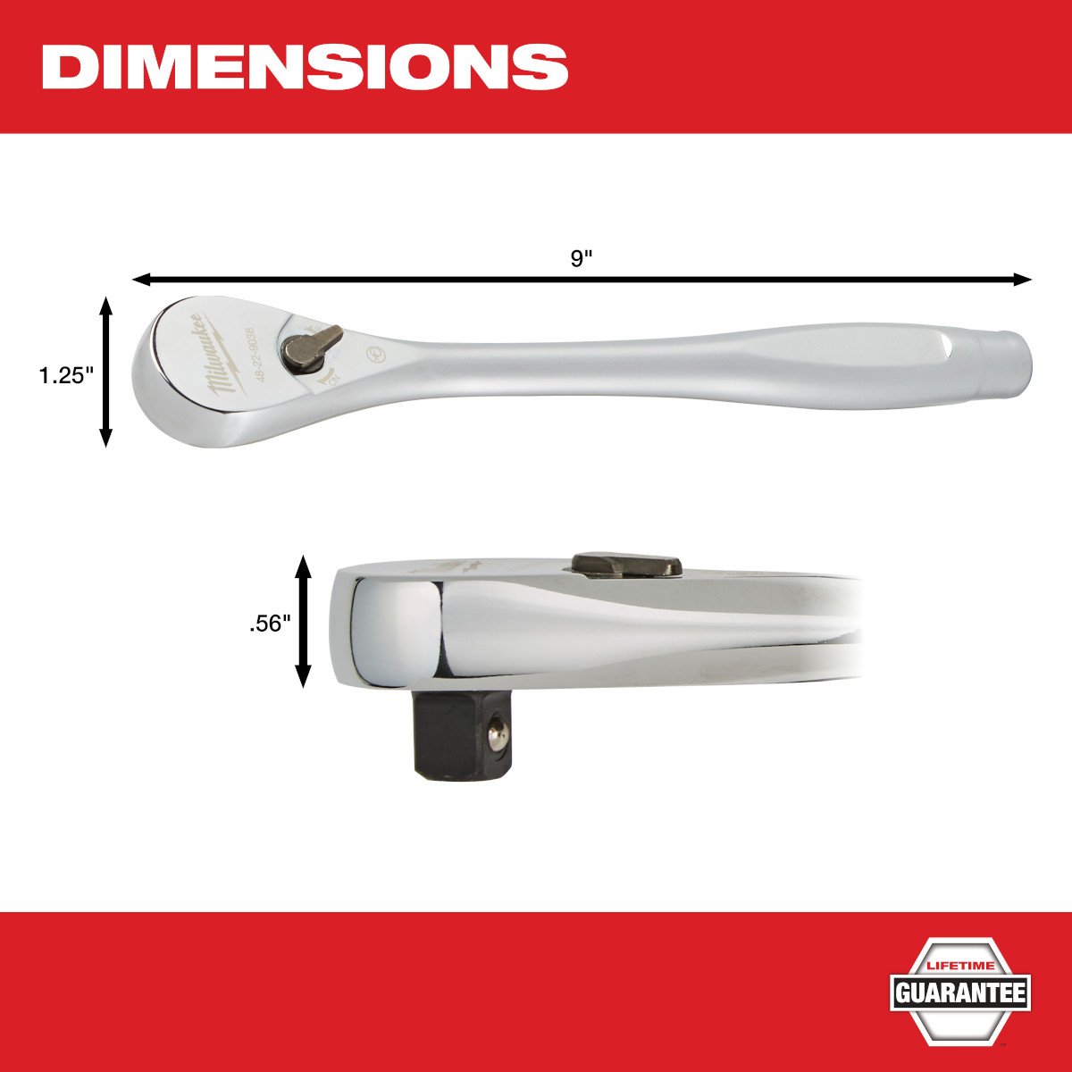 Milwaukee 48-22-9038 3/8 in. Drive Ratchet - feature callout