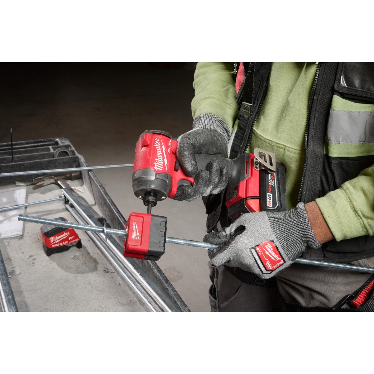 Milwaukee 48-32-2391 SHOCKWAVE Impact Duty™ 3/8" Threaded Rod Nut Runner - in use