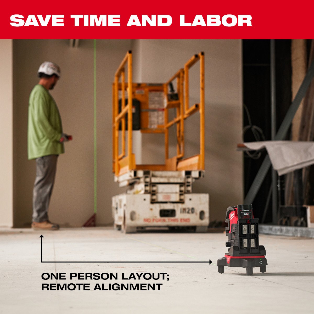Milwaukee 48-35-1314 Wireless Laser Alignment Base w/ Remote - feature callout