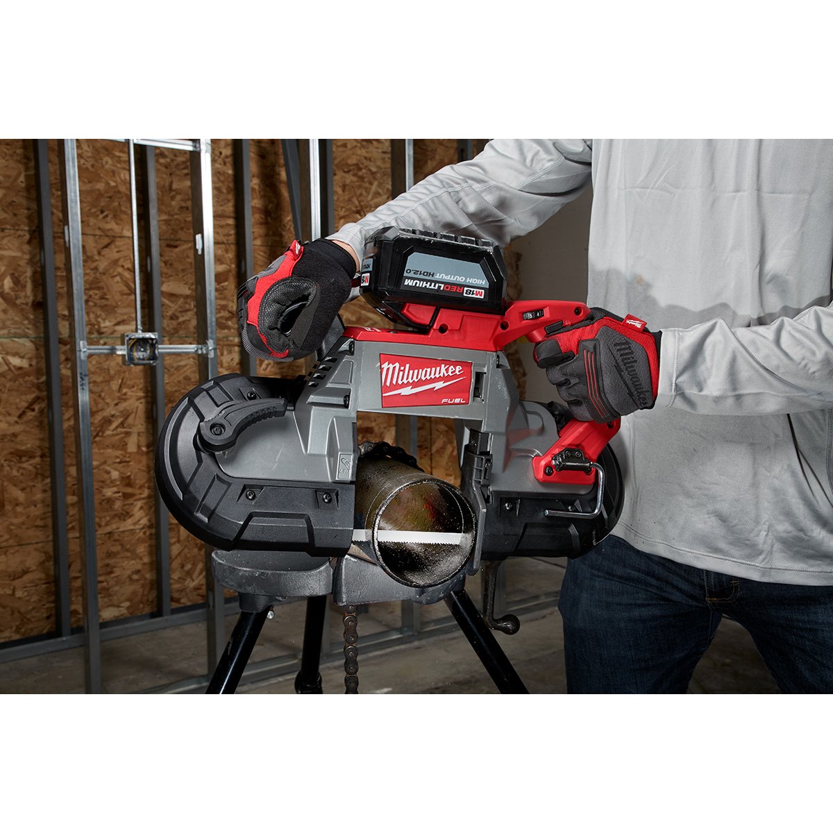 Milwaukee 48-39-0601 Extreme Thick Metal Band Saw Blades 3PK Deep Cut - in use