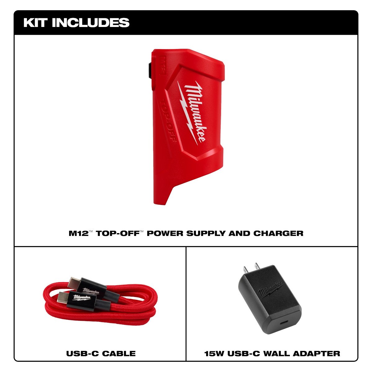 Milwaukee 48-59-1211 M12 TOP-OFF Power Supply & Charger - feature callout