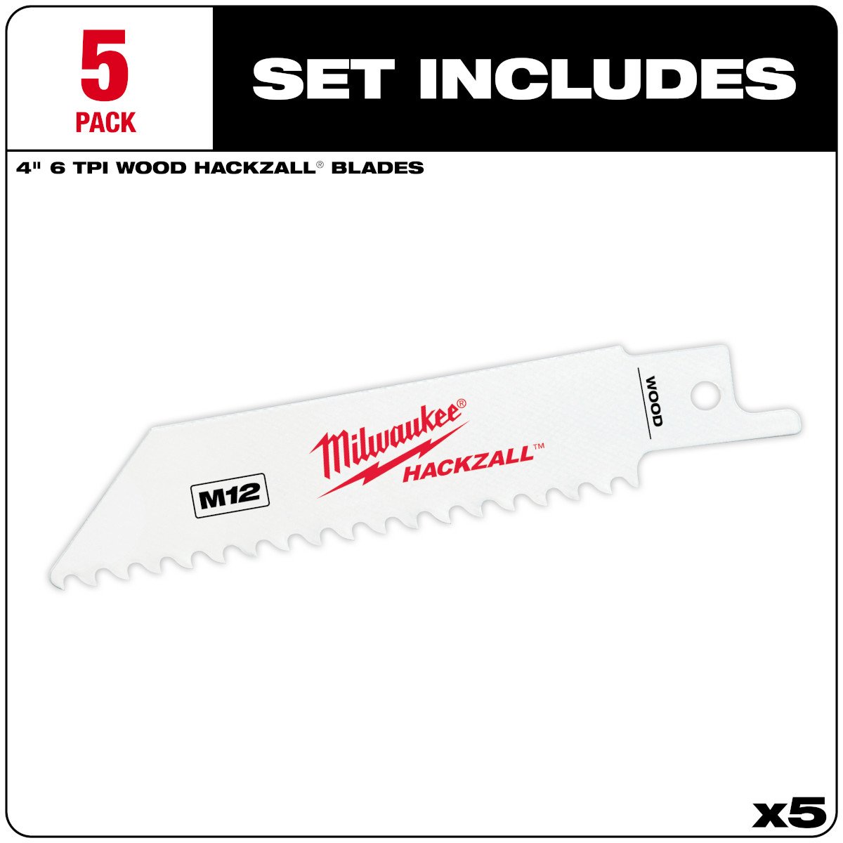 Milwaukee 49-00-5460 M12™ Hackzall™ Blade-Wood - feature callout