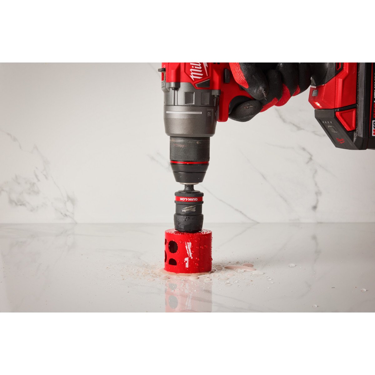 Milwaukee 49-56-7575 2PK Large Thread Pin Adapters for QUIK-LOK™ Arbors - in use