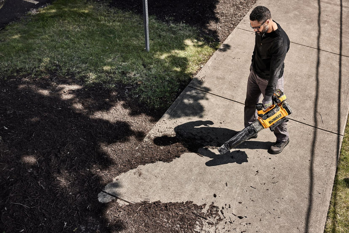 DEWALT DCBL777Y1 60V MAX High Power Brushless Blower Kit - in use