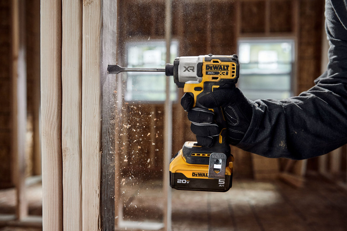 DEWALT DCF845P1 20V MAX* XTREME Cordless Brushless 1/4 in Impact Driver Drill Kit (1) Lithium Ion Battery - in use