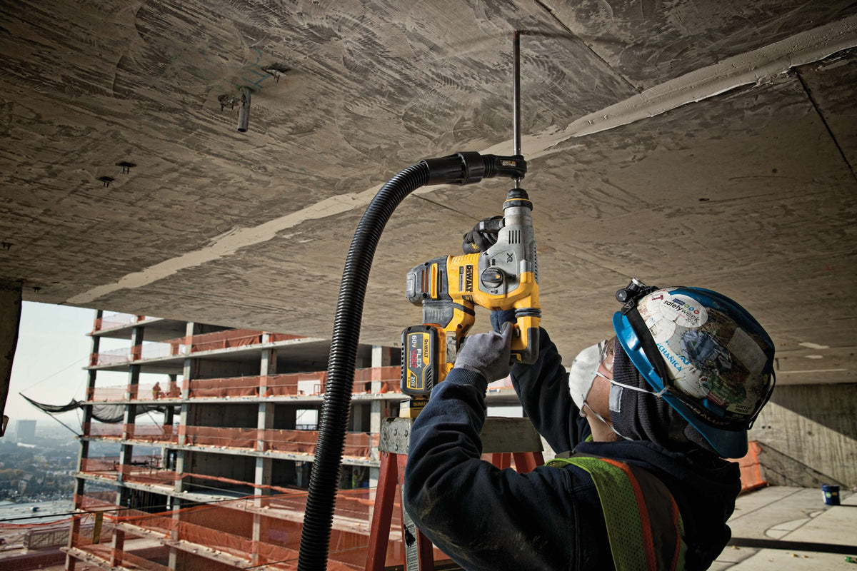 DEWALT DCH293B 20V Max* XR Brushless 1-1/8'' L-Shape Rotary Hammer (Tool Only) - in use