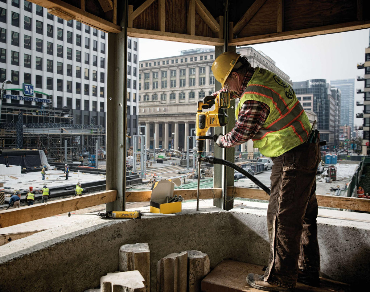 DEWALT DCH481B 60V MAX* XTREME Cordless Brushless 1-9/16 in SDS Max Rotary Hammer Drill - Tool Only - in use