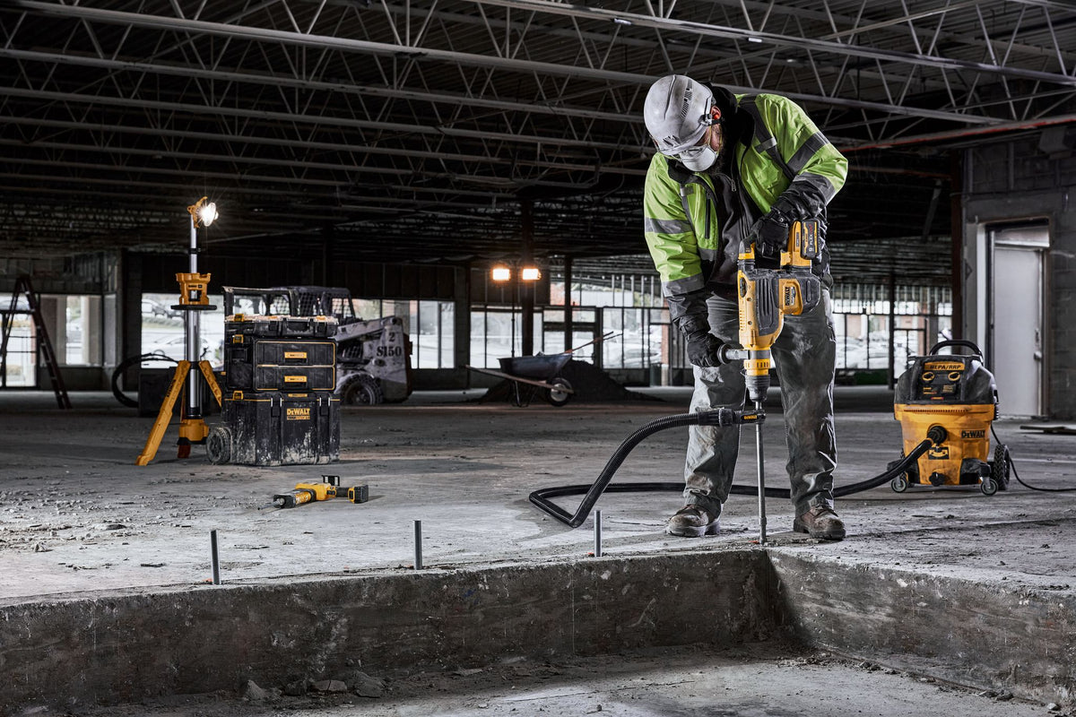 DEWALT DCH735X2 1-7/8" 60V SDS Max Rotary Hammer Kit - in use
