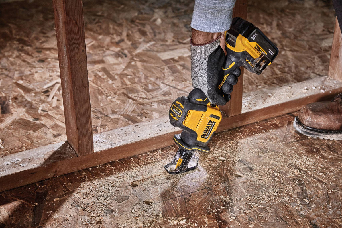 DEWALT DCS369B ATOMIC 20V MAX Cordless One-Handed Reciprocating Saw (Tool Only) - in use