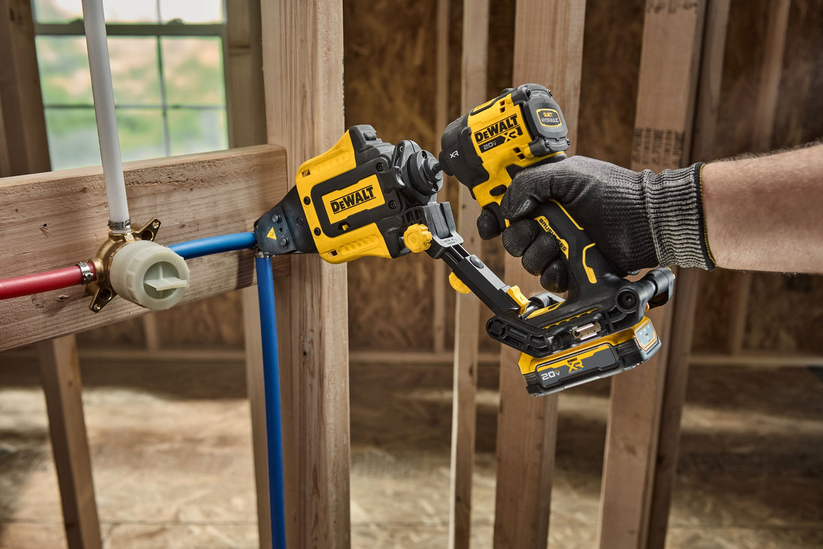 DEWALT DWAPXPIR Impact Connect Pex Pinch Tool - in use