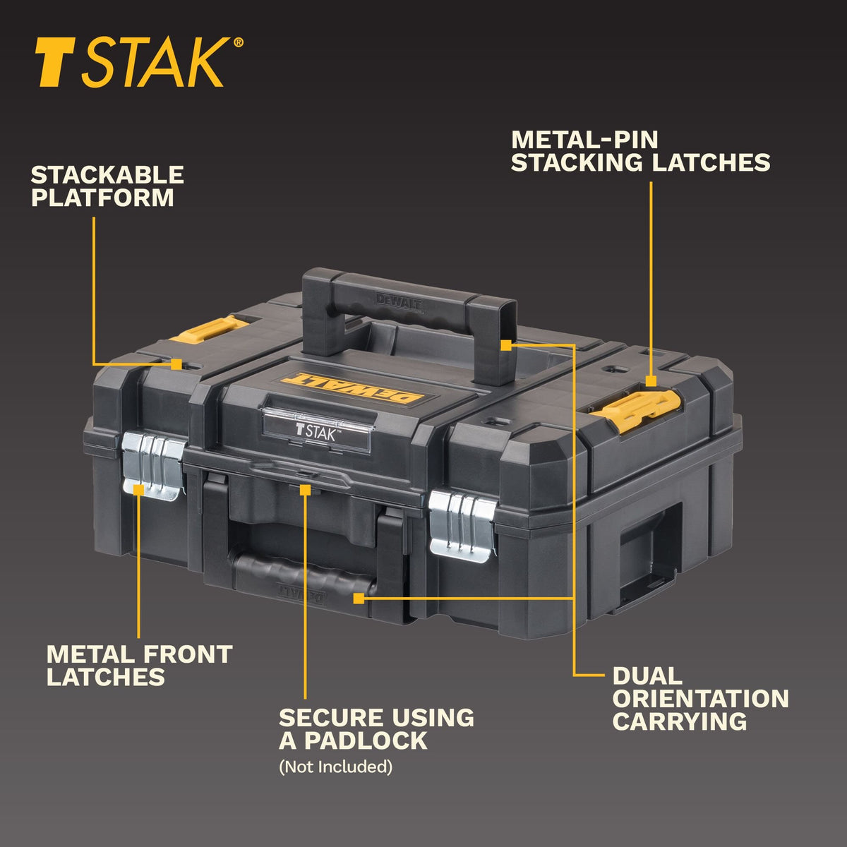 DEWALT DWST17807 Tool Box, Tstak Ii, Flat Top - feature callout